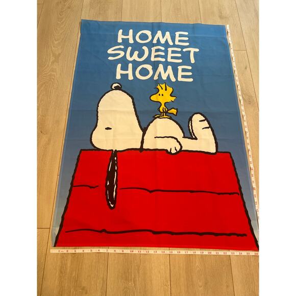 Vintage Outdoor Porch Flag Peanuts Character Snoopy Woodstock Home Sweet Home JL - Picture 1 of 6